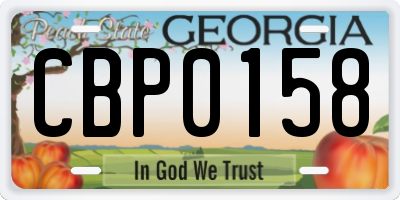 GA license plate CBP0158