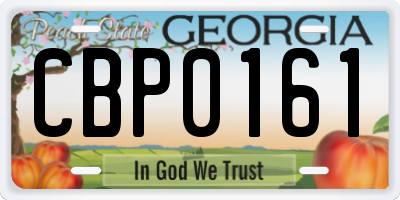 GA license plate CBP0161