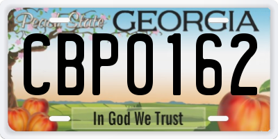GA license plate CBP0162