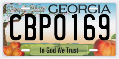 GA license plate CBP0169