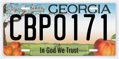 GA license plate CBP0171