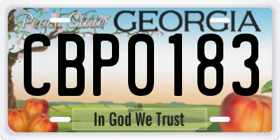 GA license plate CBP0183