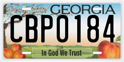 GA license plate CBP0184