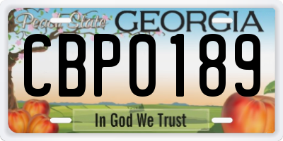 GA license plate CBP0189