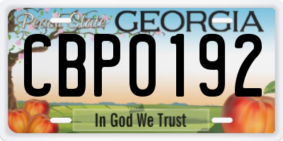 GA license plate CBP0192