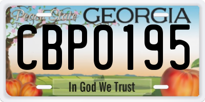 GA license plate CBP0195