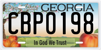 GA license plate CBP0198