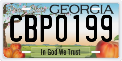 GA license plate CBP0199