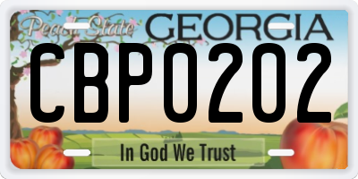 GA license plate CBP0202