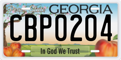 GA license plate CBP0204