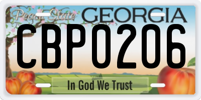 GA license plate CBP0206