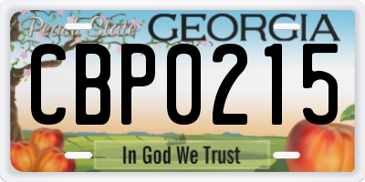 GA license plate CBP0215
