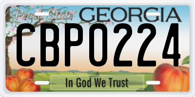 GA license plate CBP0224