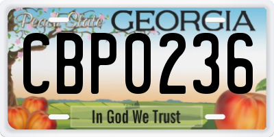 GA license plate CBP0236