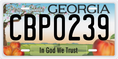 GA license plate CBP0239