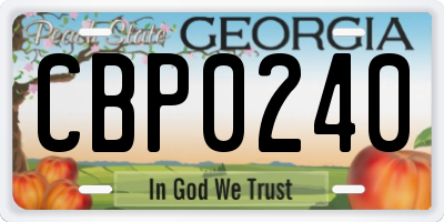 GA license plate CBP0240