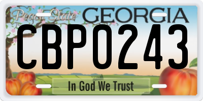 GA license plate CBP0243