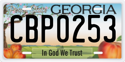 GA license plate CBP0253