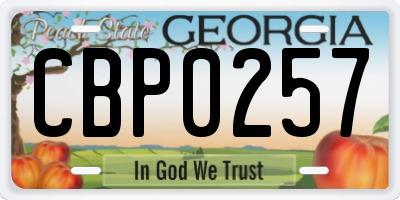 GA license plate CBP0257
