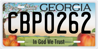 GA license plate CBP0262