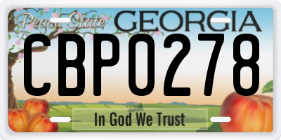 GA license plate CBP0278