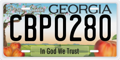 GA license plate CBP0280