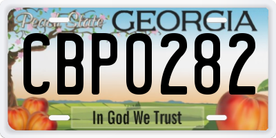 GA license plate CBP0282