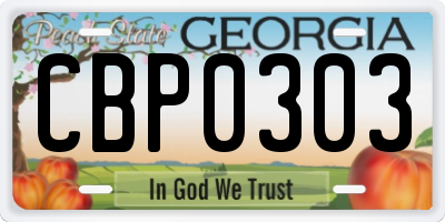 GA license plate CBP0303