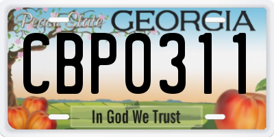 GA license plate CBP0311