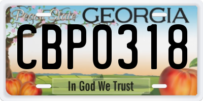 GA license plate CBP0318