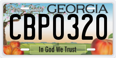GA license plate CBP0320