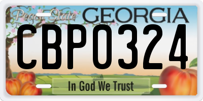 GA license plate CBP0324