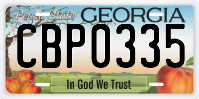 GA license plate CBP0335