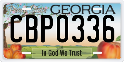 GA license plate CBP0336