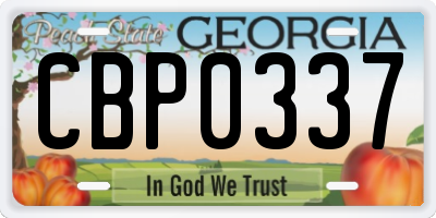 GA license plate CBP0337