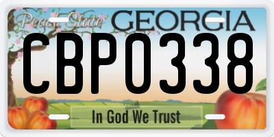 GA license plate CBP0338