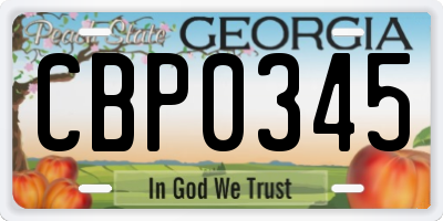 GA license plate CBP0345