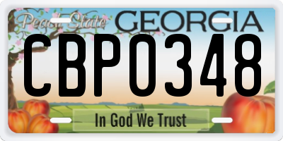 GA license plate CBP0348