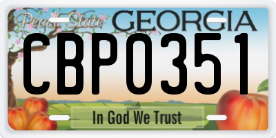 GA license plate CBP0351