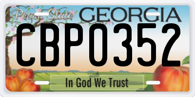 GA license plate CBP0352