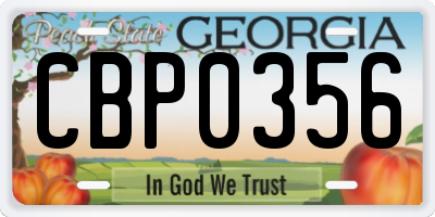 GA license plate CBP0356