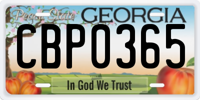 GA license plate CBP0365