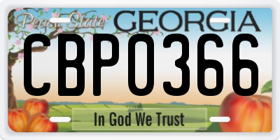 GA license plate CBP0366