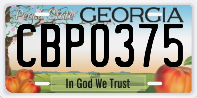GA license plate CBP0375