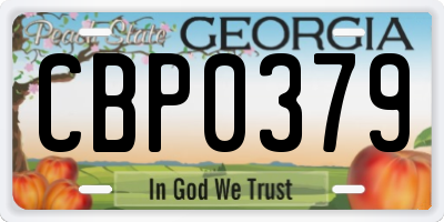GA license plate CBP0379