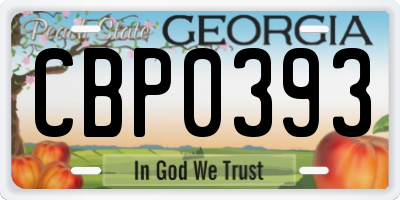 GA license plate CBP0393