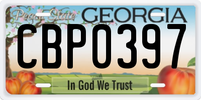 GA license plate CBP0397