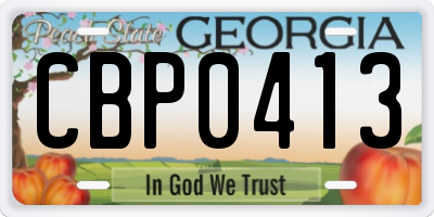 GA license plate CBP0413