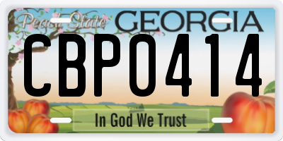 GA license plate CBP0414