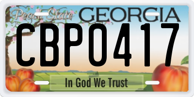 GA license plate CBP0417